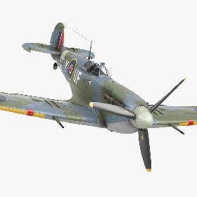 British WWII Fighter Aircraft Supermarine Spitfire Rigged